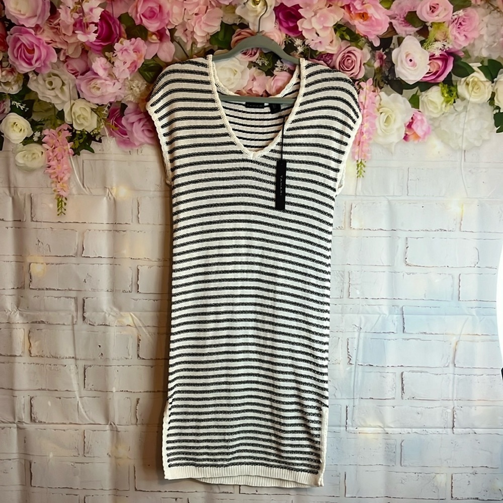 TAHARI SUPER SOFT VICOSE & COTTON KNIT SLEEVELESS STRIPED DRESS XS NWT